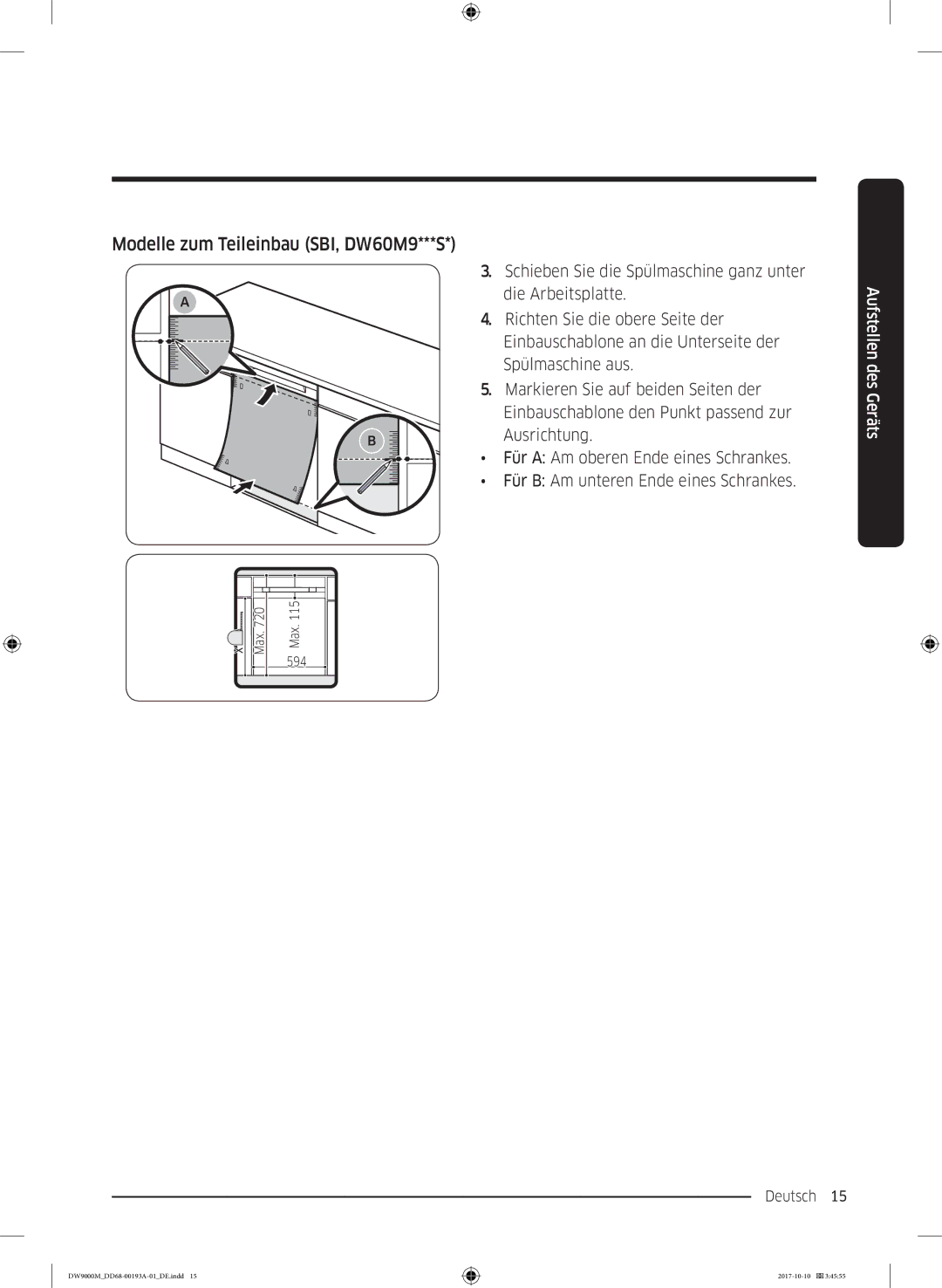 Samsung DW60M9970SS/EG, DW60M9550US/EG, DW60M9550SS/EG manual Deutsch 15  